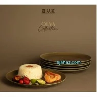 بشقاب سرامیکی پلوخوری استون ور بی وی کی سبز زیتونی گرانیتی 6 عددی