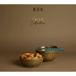 پیاله سرامیکی استون ور بی وی کی سبز زیتونی گرانیتی 3 عددی