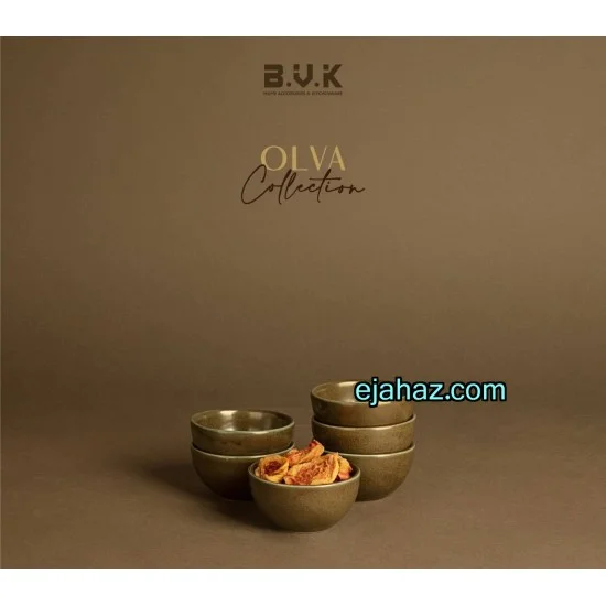 پیاله سرامیکی کوچک استون ور بی وی کی سبز زیتونی گرانیتی 6 عددی