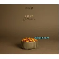 پیاله آجیل خوری سرامیکی بی وی کی شیاردار سبز زیتونی گرانیتی 1 عددی