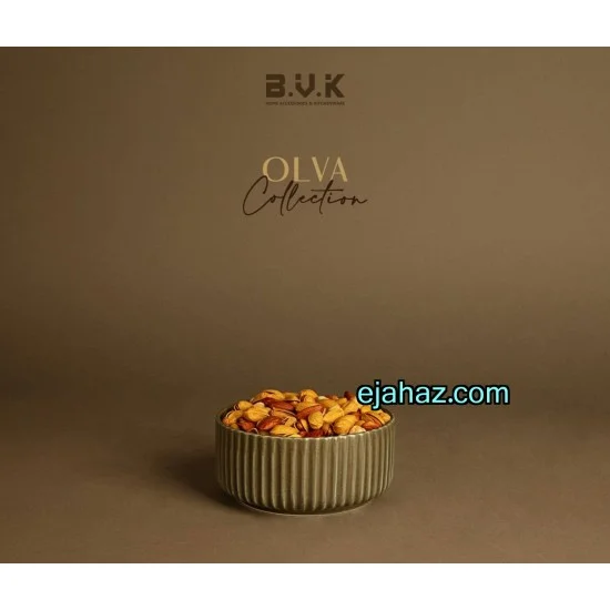 پیاله آجیل خوری سرامیکی بی وی کی شیاردار سبز زیتونی گرانیتی 1 عددی