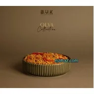 کاسه سرامیکی بی وی کی شیاردار سبز زیتونی گرانیتی 1عددی