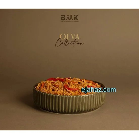 کاسه سرامیکی بی وی کی شیاردار سبز زیتونی گرانیتی 1عددی