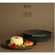 بشقاب سرامیکی پلوخوری استون ور بی وی کی مشکی بافت دار 6 عددی