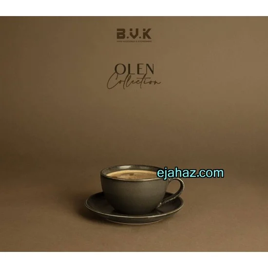 فنجان چای خوری سرامیکی بی وی کی مشکی بافت دار 1 عددی