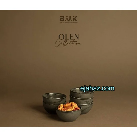 پیاله سرامیکی کوچک استون ور بی وی کی مشکی بافت دار 6 عددی