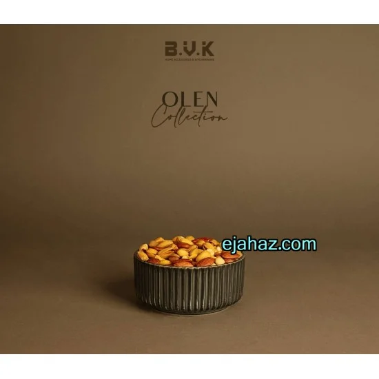 پیاله آجیل خوری سرامیکی بی وی کی شیاردار مشکی بافت دار 1 عددی