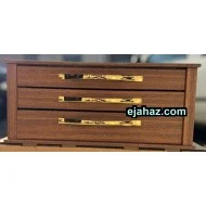 کنسول قاشق چنگال سه کشو شیشه دار قهوه ای