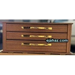 کنسول قاشق چنگال سه کشو شیشه دار قهوه ای