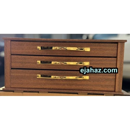 کنسول قاشق چنگال سه کشو شیشه دار قهوه ای