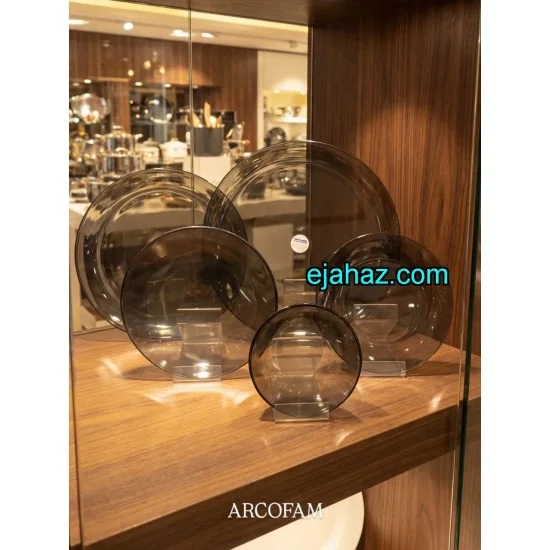 سرویس آرکوفام 6 نفره گرد شیشه ای فلوت دودی