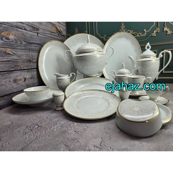 سرویس چینی لورین 18 نفره طرح مایدا طلایی