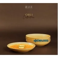 بشقاب سرامیکی خورش خوری استون ور بی وی کی کرم گرانیتی 6 عددی