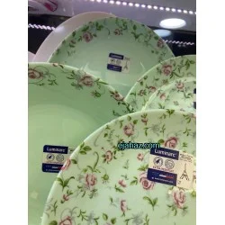 سرویس لومینارک دیوالی سبز 26 پارچه فرانسه گل صورتی سبز