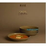 بشقاب سرامیکی خورش خوری استون ور بی وی کی سبز زیتونی گرانیتی 6 عددی