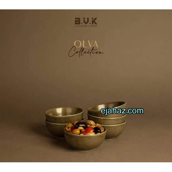 پیاله سرامیکی استون ور بی وی کی سبز زیتونی گرانیتی 6 عددی