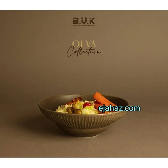 کاسه سزار سرامیکی بی وی کی شیاردار سبز زیتونی گرانیتی 1عددی