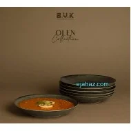 بشقاب سرامیکی خورش خوری استون ور بی وی کی مشکی بافت دار 6 عددی