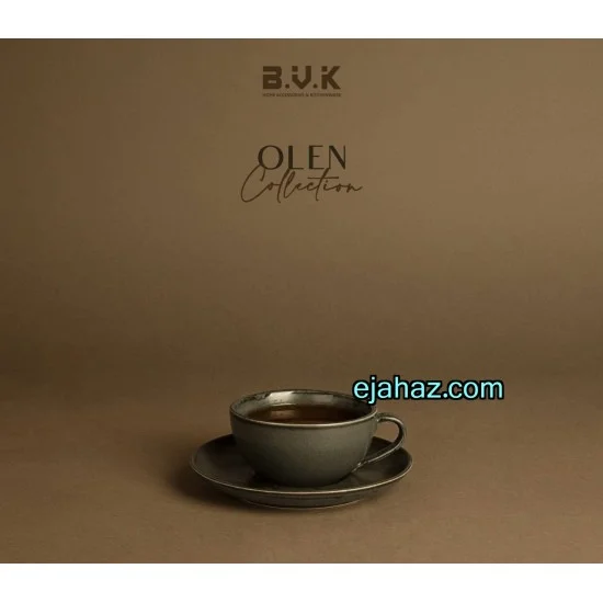 فنجان لته خوری سرامیکی بی وی کی مشکی بافت دار 1 عددی