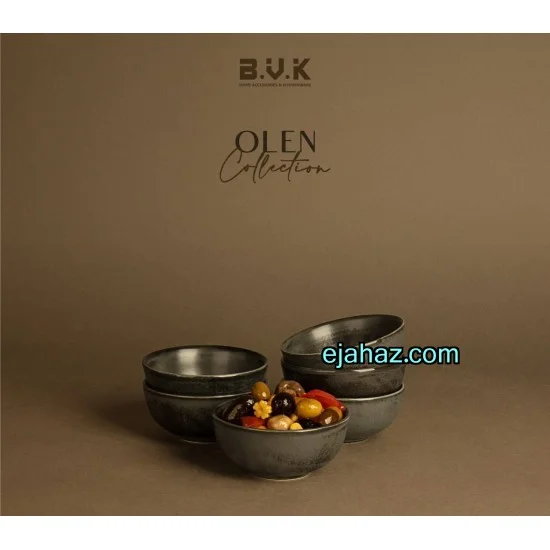 پیاله سرامیکی استون ور بی وی کی مشکی بافت دار گرانیتی 6 عددی