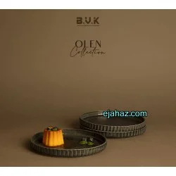 پیش دستی سرامیکی بی وی کی شیاردار مشکی بافت دار 3 عددی