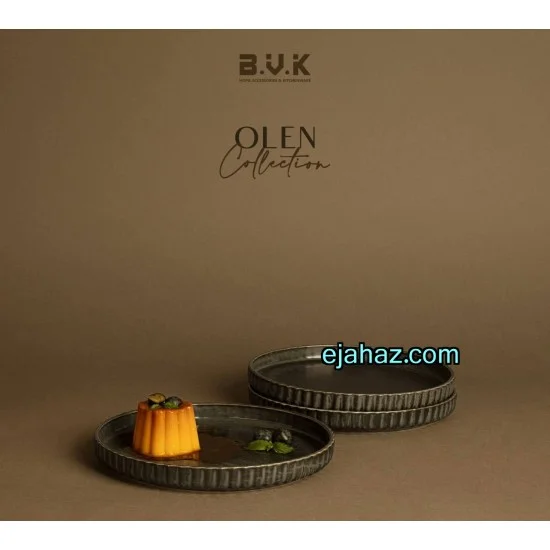 پیش دستی سرامیکی بی وی کی شیاردار مشکی بافت دار 3 عددی