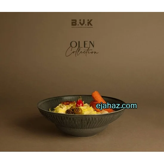 کاسه سزار سرامیکی بی وی کی شیاردار مشکی بافت دار 1عددی