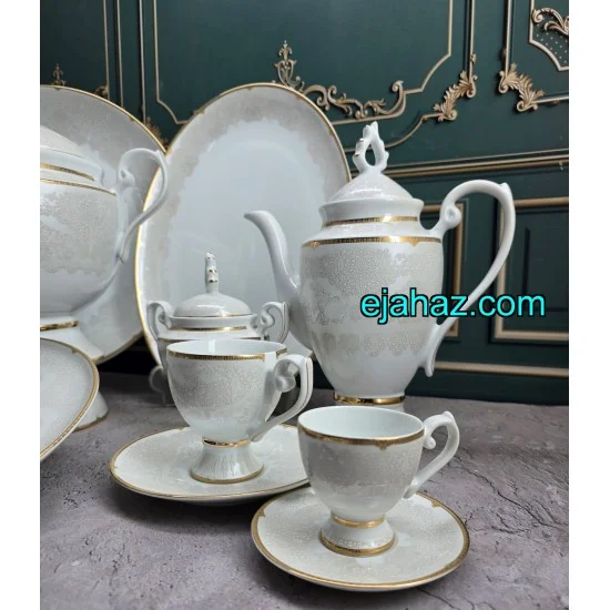 سرویس چینی لورین 18 نفره طرح مایدا طلایی