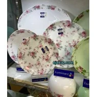 سرویس لومینارک دیوالی سفید 26 پارچه فرانسه طرح صورتی طوسی