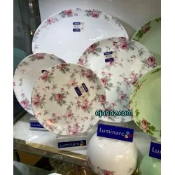 سرویس لومینارک دیوالی سفید 26 پارچه فرانسه طرح صورتی طوسی