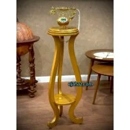 تلفن چوبی ایستاده سه پایه منحنی طلایی