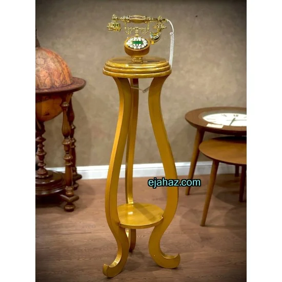 تلفن چوبی ایستاده سه پایه منحنی طلایی
