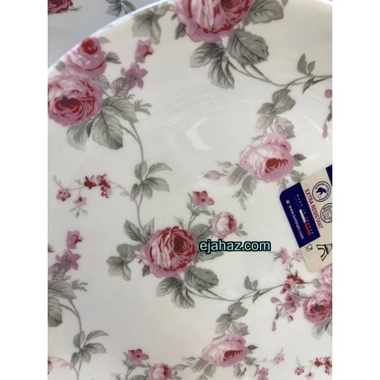 سرویس لومینارک دیوالی سفید 26 پارچه فرانسه طرح صورتی طوسی