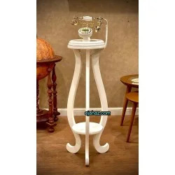 تلفن چوبی ایستاده سه پایه منحنی سفید