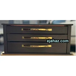 کنسول قاشق چنگال سه کشو شیشه دار مشکی