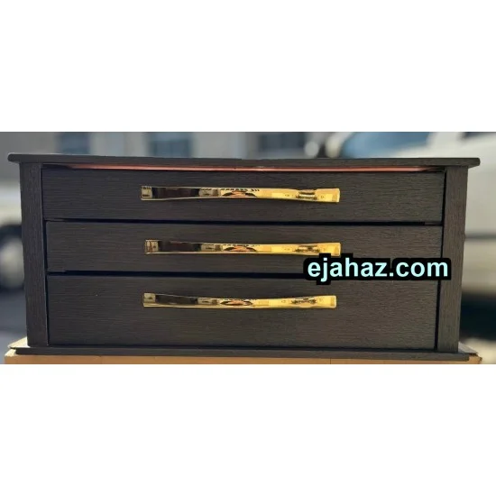 کنسول قاشق چنگال سه کشو شیشه دار مشکی