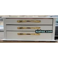 کنسول قاشق چنگال سه کشو شیشه دار سفید