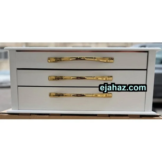 کنسول قاشق چنگال سه کشو شیشه دار سفید