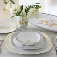 سرویس چینی زرین والنسیا زرد 6 نفره 27 پارچه کواترو درجه یک