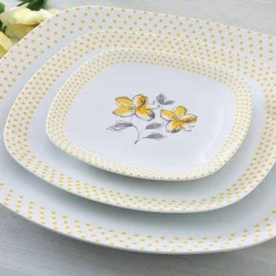 سرویس چینی زرین والنسیا زرد 6 نفره 27 پارچه کواترو درجه یک