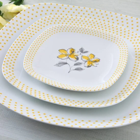 سرویس چینی زرین والنسیا زرد 6 نفره 27 پارچه کواترو درجه یک