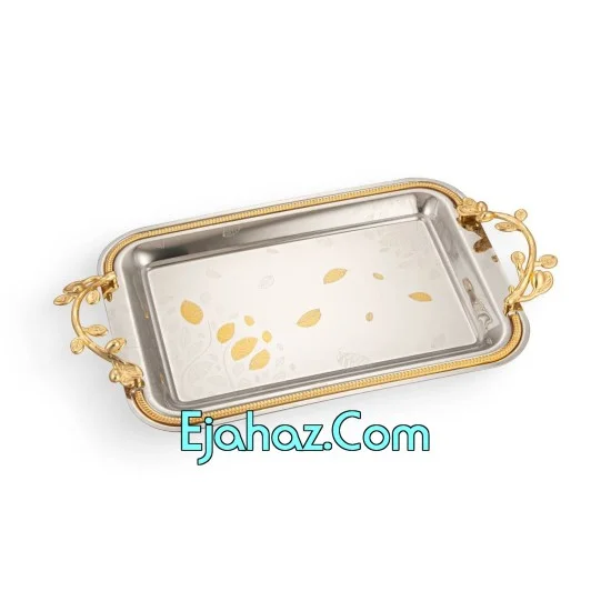 سینی استیل پذیرایی دو سایز وارداتی برگ