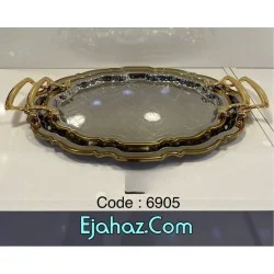 سینی استیل پذیرایی دو سایز وارداتی بیضی