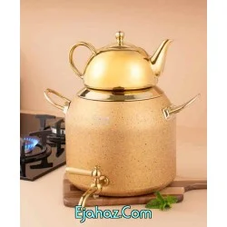 کتری قوری گرانیتی ریور شیردار 6 لیتر توپی دسته طلایی