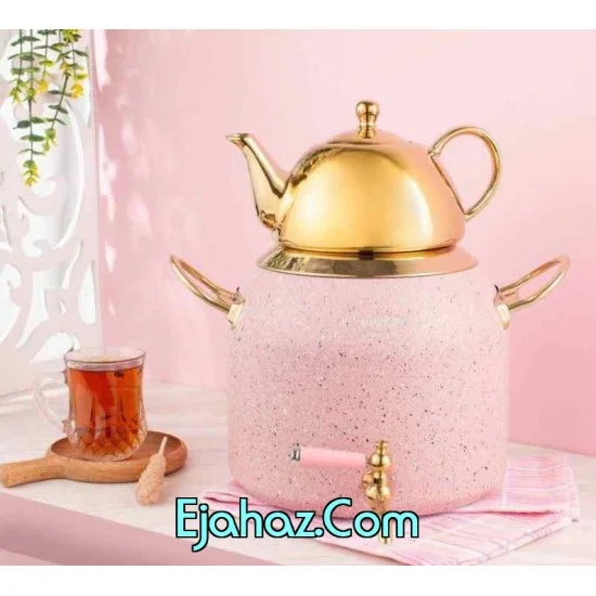 کتری قوری گرانیتی ریور شیردار 6 لیتر استوانه صورتی