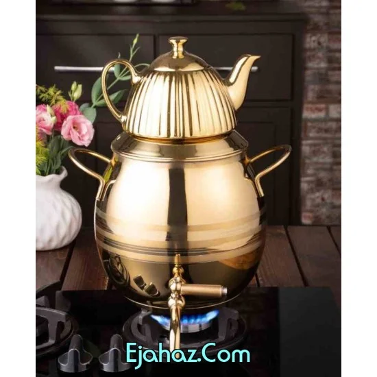 کتری قوری استیل ریور شیردار 6 لیتر توپی طلایی