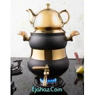 کتری قوری استیل ریور شیردار 6 لیتر کمرباریک مشکی طلایی