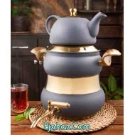 کتری قوری استیل ریور شیردار 6 لیتر کمرباریک طوسی طلایی
