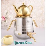 کتری قوری استیل ریور شیردار 6 لیتر کمرباریک هرمی نقره ای