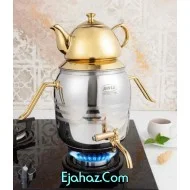 کتری قوری استیل ریور شیردار 6 لیتر طلایی نقره ای
